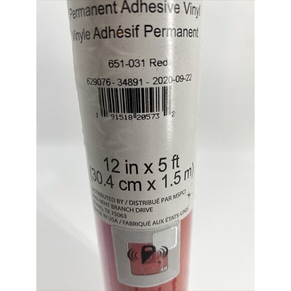 Oracal 651 Cricut Glossy Red Vinyl Permanent Adhesive Vinyl 12"X5' Roll NOS - Picture 2 of 4